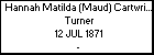 Hannah Matilda (Maud) Cartwright Turner