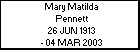 Mary Matilda Pennett