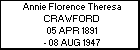 Annie Florence Theresa CRAWFORD