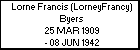 Lorne Francis (LorneyFrancy) Byers