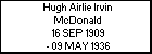 Hugh Airlie Irvin McDonald