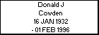 Donald J Cowden