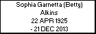 Sophia Garnetta (Betty) Alkins