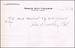 North Bay College Oct 1933.jpg