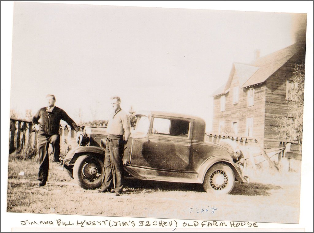 Lynett Farm, Jim and Bill, Jim's 32 Chev.jpg